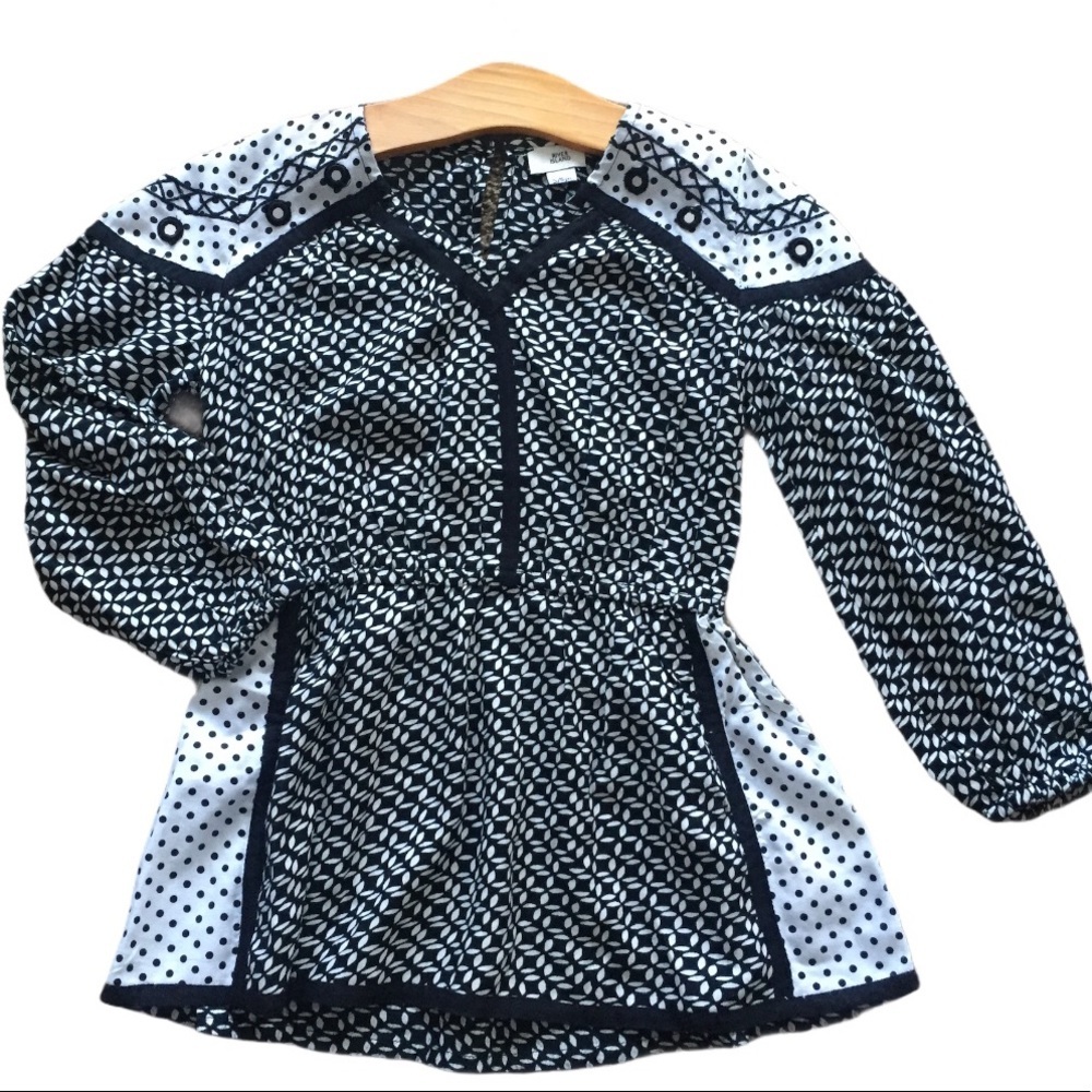 RIVER ISLAND Boho Geo Print Tunic Dress With Long Sleeves Black Girls Age 5-6Y